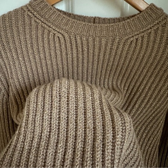 MaxMara label-cutWoman Anagni Fringed MetallicRibbed Wool-Blend Sweater Gold S,M - Picture 12 of 13